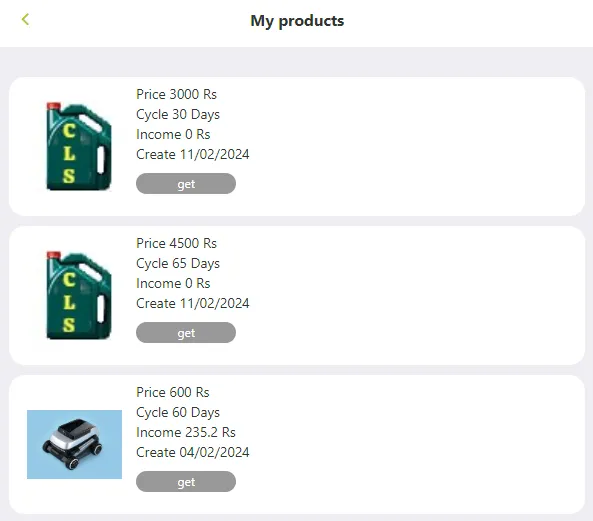 CLS Farming Product Order Proof of Earning